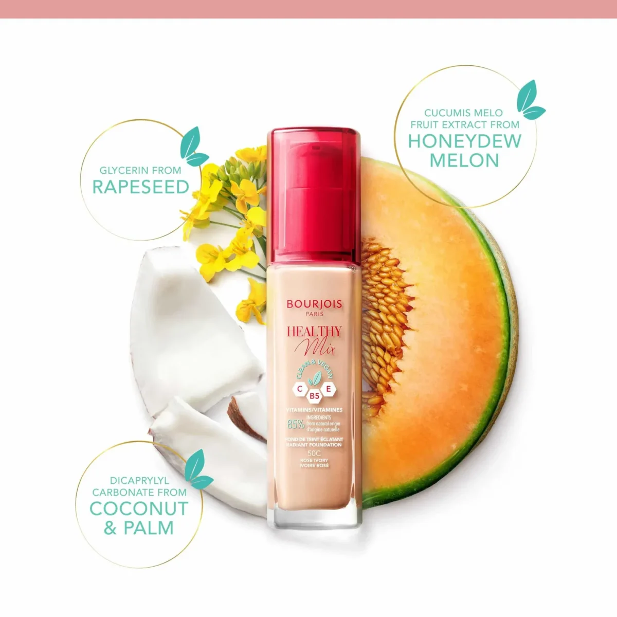 ⁦كريم اساس بورجوا هيلثي ميكس كلين (Bourjois Healthy Mix Clean Foundation) - 30 مل⁩ - الصورة ⁦4⁩