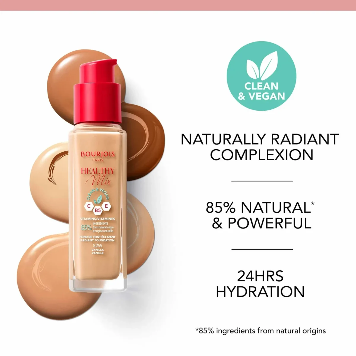 ⁦كريم اساس بورجوا هيلثي ميكس كلين (Bourjois Healthy Mix Clean Foundation) - 30 مل⁩ - الصورة ⁦3⁩