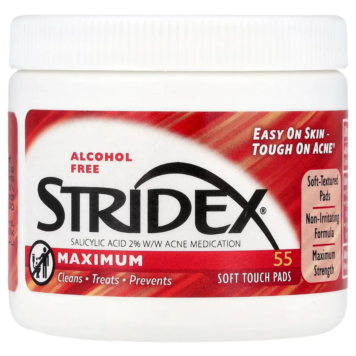 ⁦مسحات ستريدكس القطنية لعلاج حب الشباب (Stridex Maximum Acne Control Pads) - 55 قطعة قطنية⁩ - الصورة ⁦2⁩
