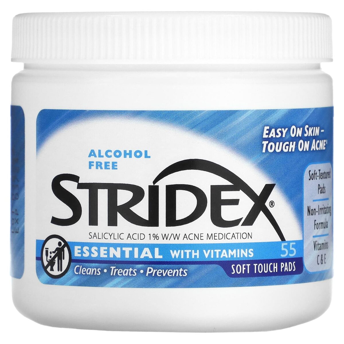 ⁦ستريدكس , قطن للقضاء على حب الشباب بالفيتامينات | Stridex Essential With Vitamins Pads⁩ - الصورة ⁦2⁩