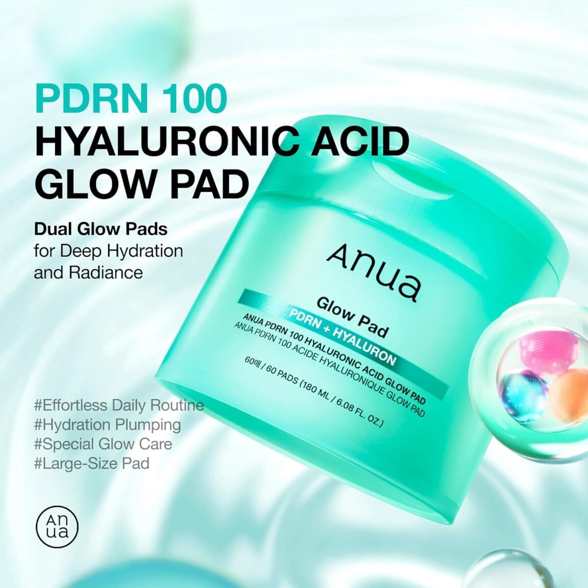 ⁦انوا, وسادة قطنيةقطنية بتركيبة PDRN وحمض الهيالورونيك | Anua Glow Pad PDRN + HYALURONIC⁩ - الصورة ⁦4⁩