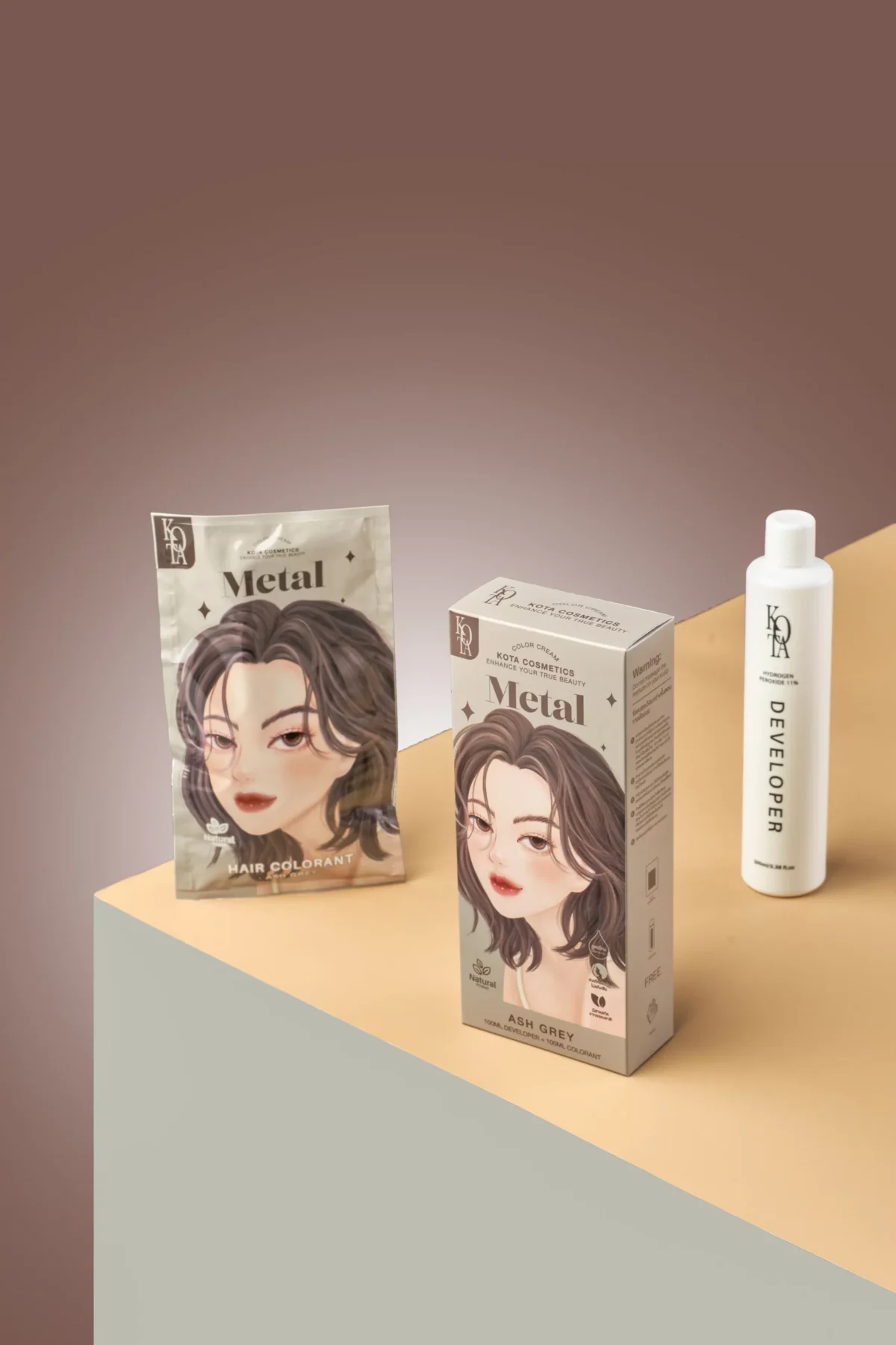 ⁦صبغة الشعر العضوية كوتا كوزمتيكس - رمادي معدني (Kota Cosmetics Metal Ash Grey) - 200 مل⁩ - الصورة ⁦2⁩