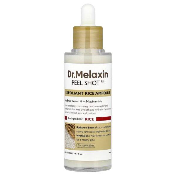 امبول تقشير الوجه وتضييق المسام بخلاصة الأرز من د.ميلاكسين (Dr. Melaxin Peel Shot Exfoliant Rice Ampoule) - 80 مل