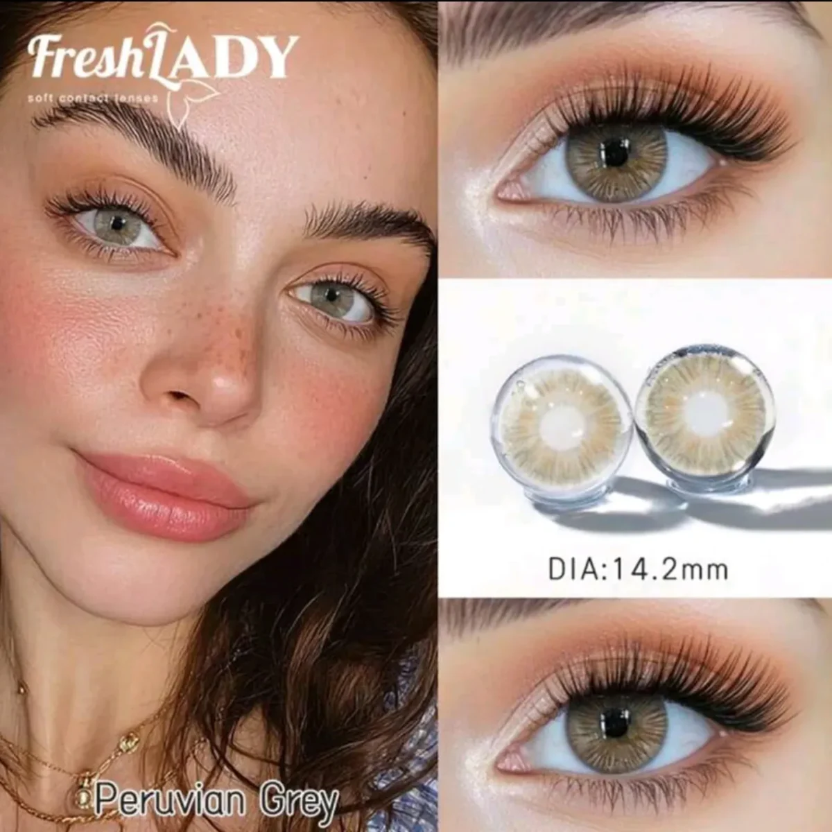 ⁦عدسة فرش ليدي - بيروفيان جراي | Fresh lady Peruvian Grey Contact Lenses⁩ - الصورة ⁦2⁩