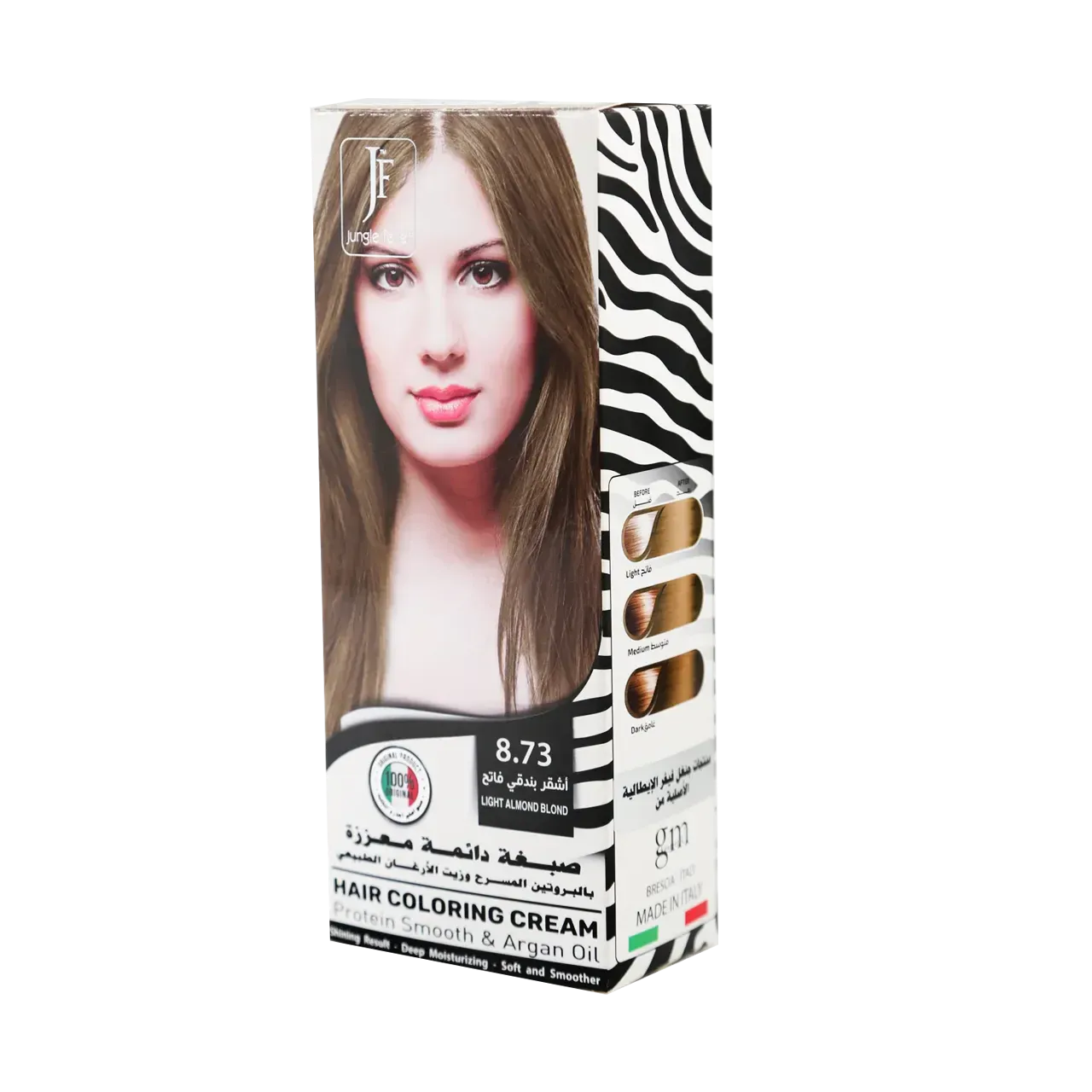 imgi_72_JungleFever_24_3bea6439-084d-4b93-b7b5-45aa4f754af3 طقم صبغة الشعر الكريمية جنغل فيفر - أشقر لوزي فاتح 8.73 (Jungle Fever Hair Coloring Cream Kit - Light Almond Blond) - الصورة 1
