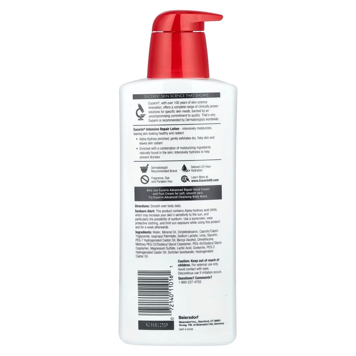 ⁦لوشن يوسيرين للإصلاح المكثف للبشرة شديدة الجفاف (Eucerin Intensive Repair Lotion) - 500 مل⁩ - الصورة ⁦2⁩