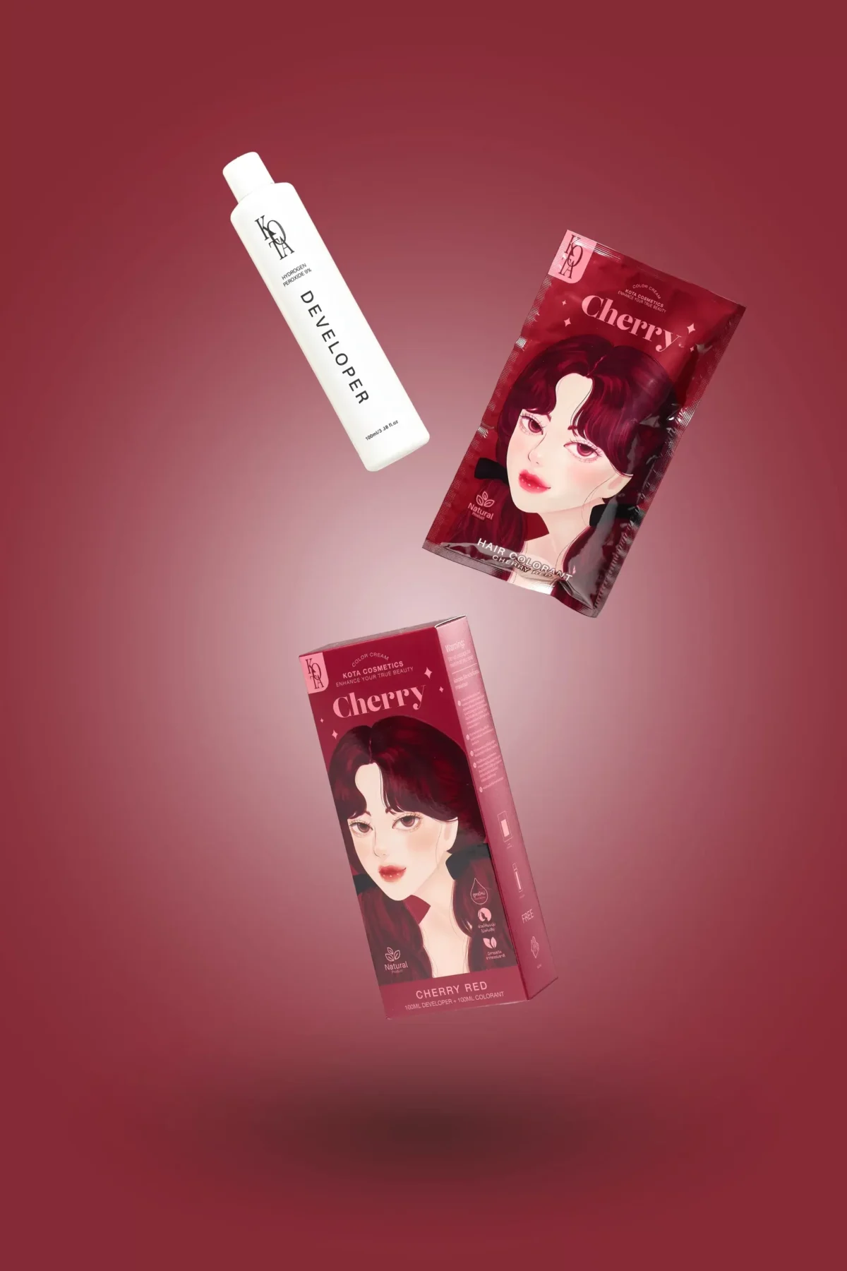 ⁦صبغة كوتا كوزمتكس العضوية للشعر لون أحمر كرزي (Kota Cosmetics Hair Color Cream Cherry Red) - 200 مل⁩ - الصورة ⁦3⁩