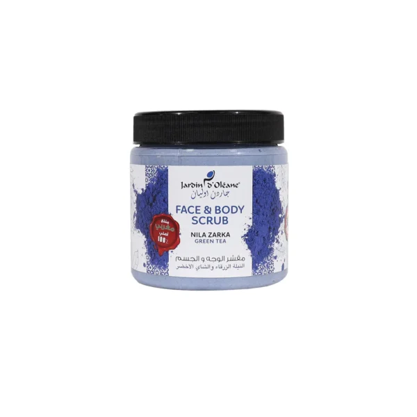 جاردن اوليان مقشر للوجه والجسم بالنيلة الزرقاء والشاي الأخضر (Jardin D'Oleane Face and Body Scrub with Nila Zarka and Green Tea) - 500 مل