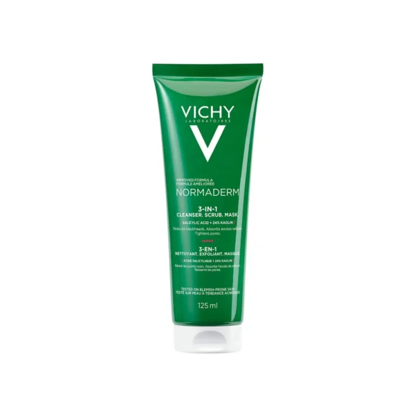 فيتشي نورماديرم 3 في 1 منظف ومقشر وماسك للوجه (Vichy Normaderm 3-In-1 Scrub Cleanser Mask) - 125 مل