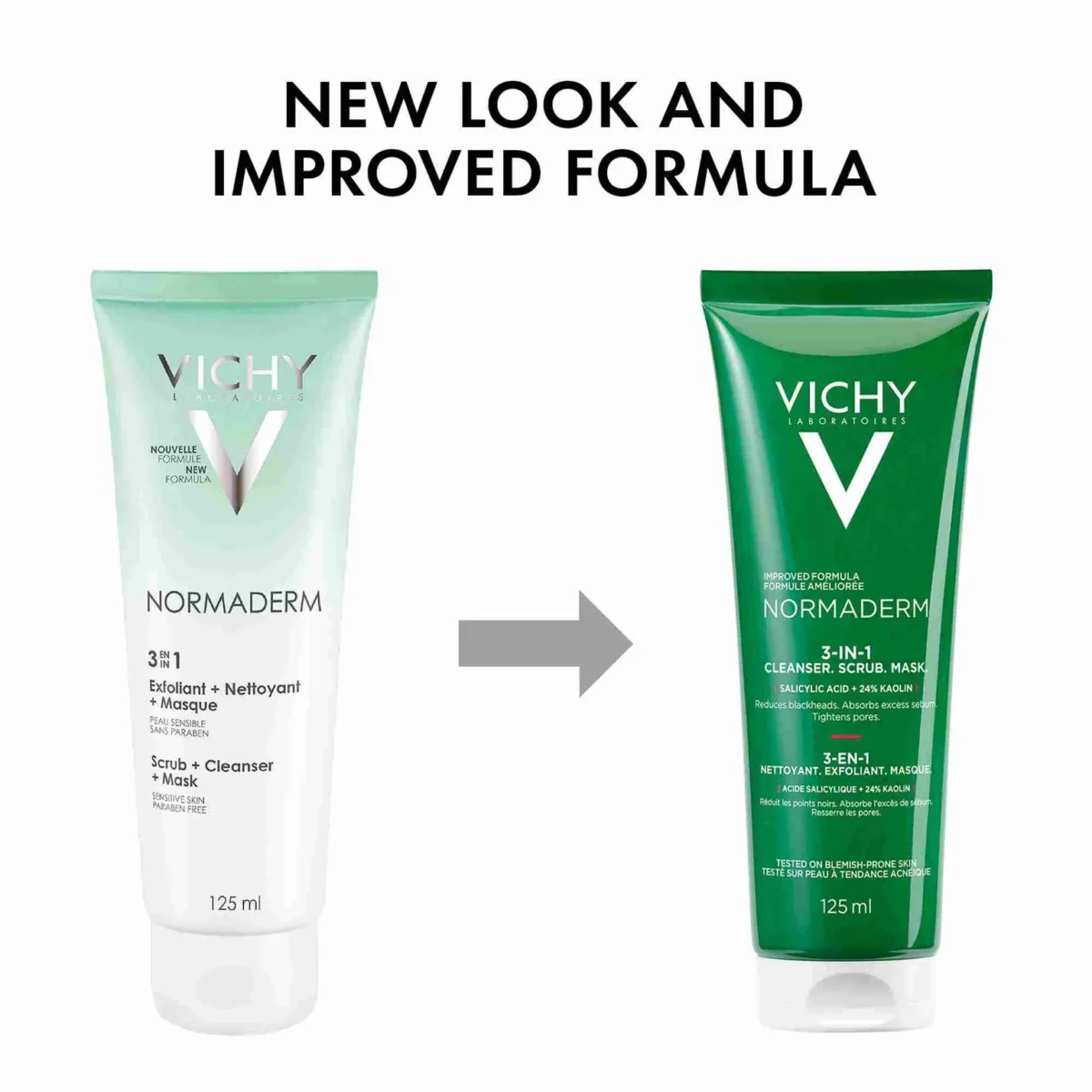 ⁦فيتشي نورماديرم 3 في 1 منظف ومقشر وماسك للوجه (Vichy Normaderm 3-In-1 Scrub Cleanser Mask) - 125 مل⁩ - الصورة ⁦4⁩