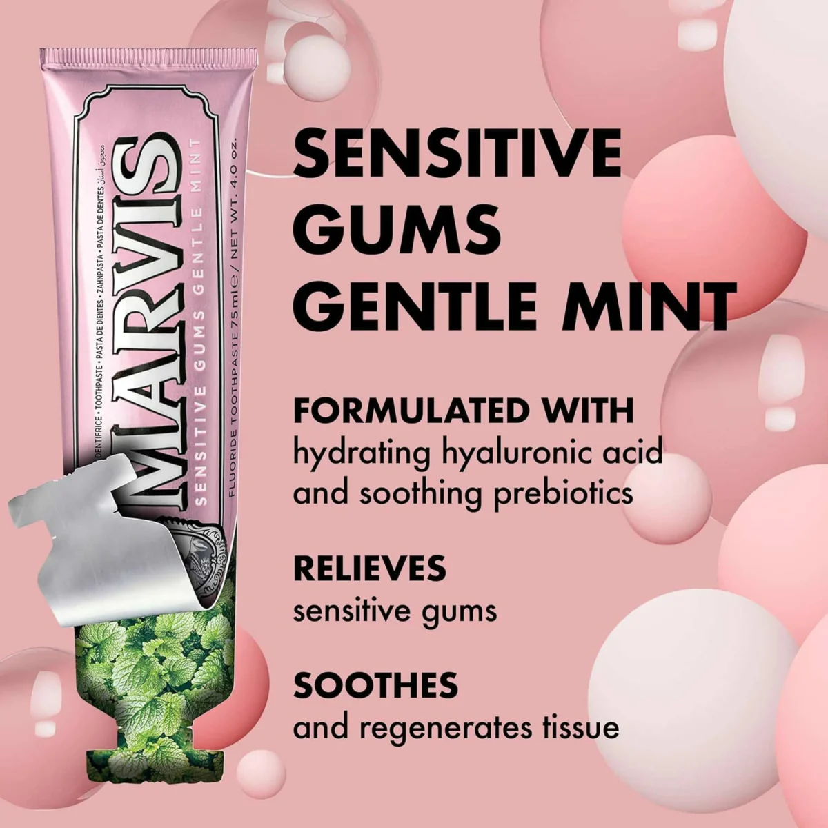 ⁦مارفيس معجون اسنان للثة الحساسة بالنعناع اللطيف (Marvis Sensitive Gums Gentle Mint Toothpaste) - 75 مل⁩ - الصورة ⁦2⁩