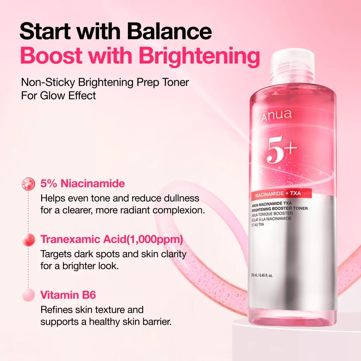 ⁦تونر انوا المعزز للتفتيح بالنياسيناميد وحمض الترانيكساميك (Anua Niacinamide Tranexamic Acid Brightening Booster Toner) - 250 مل⁩ - الصورة ⁦5⁩