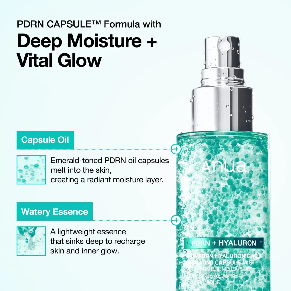 ⁦بخاخ كبسولات أنوا المرطبة بـ PDRN وحمض الهيالورونيك (Anua PDRN Hyaluronic Acid Hydrating Capsule Mist) - 100 مل⁩ - الصورة ⁦3⁩