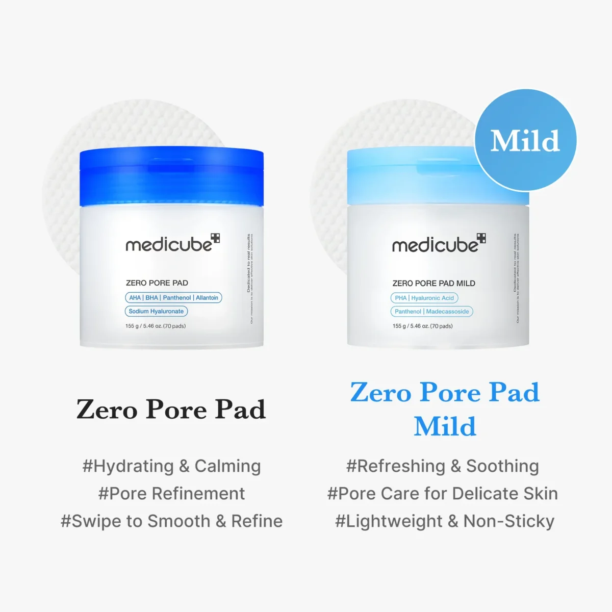 ⁦وسادات قطنية زيرو بور المعتدلة لتقليص المسام وتقشير البشرة من ميديكيوب (Medicube Zero Pore Pads Mild) -  70 وسادة⁩ - الصورة ⁦3⁩
