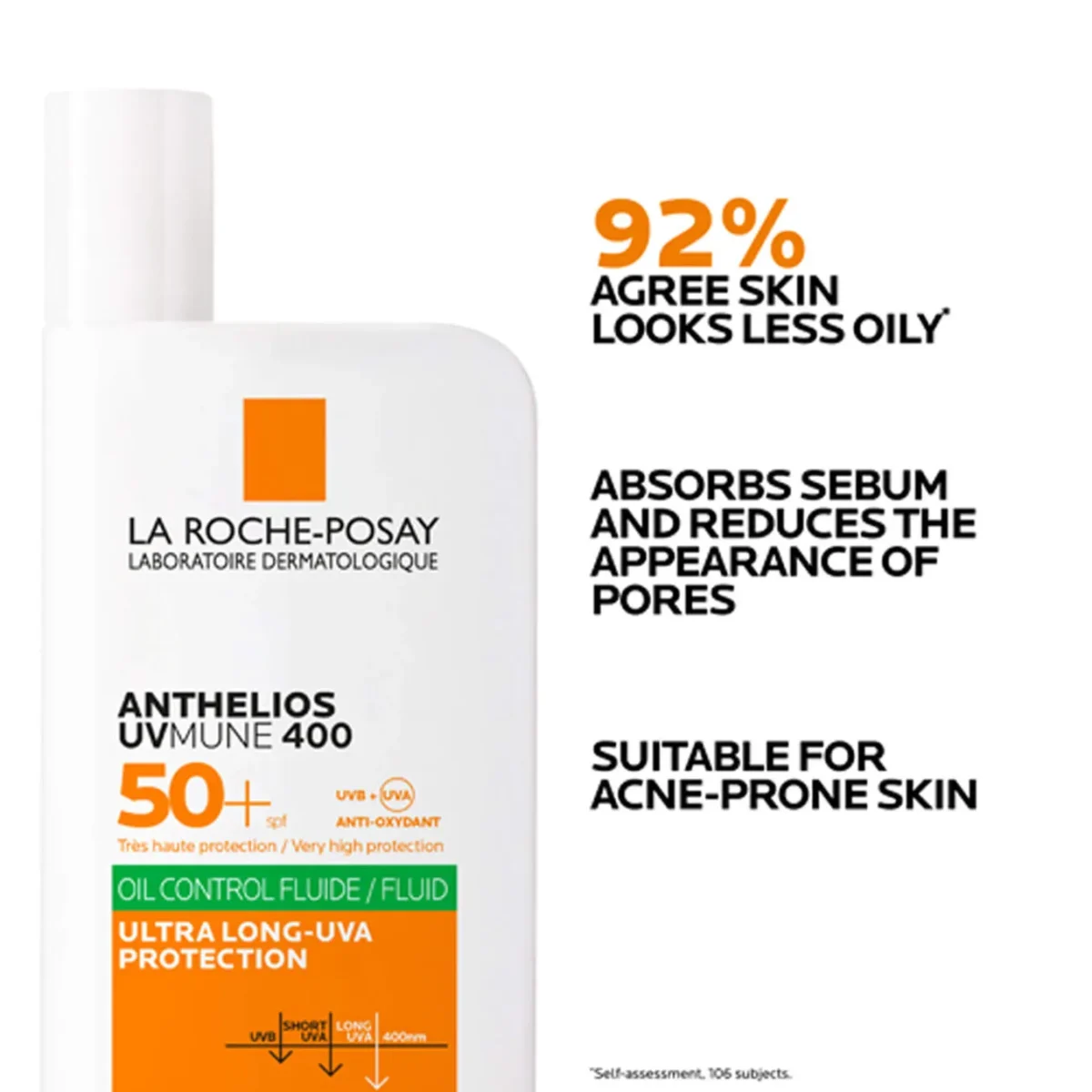 ⁦واقي شمس أنثيليوس يو في ميون 400 من لاروش بوزيه (La Roche-Posay Anthelios UVMune 400 Oil Control Fluid SPF50) - 50 مل⁩ - الصورة ⁦4⁩