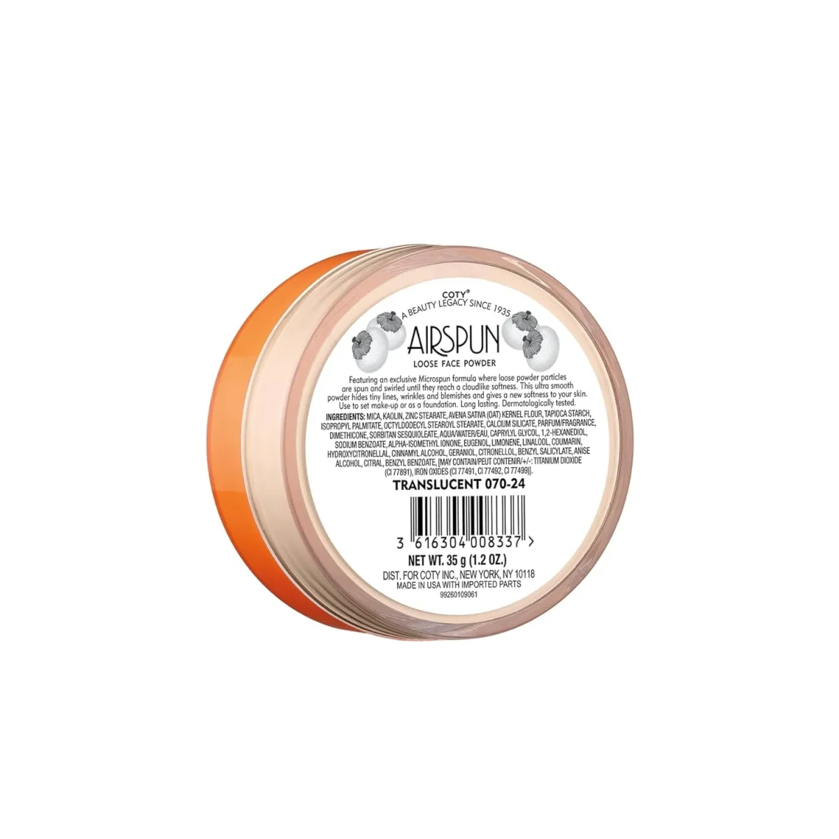 ⁦بودرة الوجه السائبة ايرسبن (شفافة) للتثبيت من كوتي (Coty Airspun Loose Face Powder - Translucent) - 35 جم⁩ - الصورة ⁦4⁩