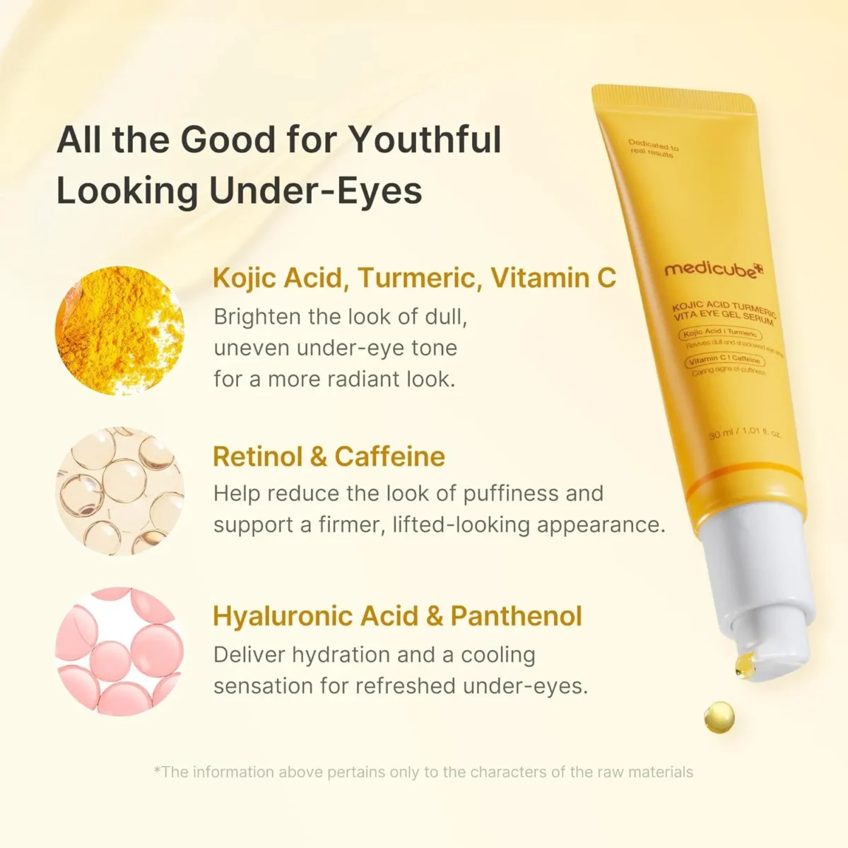 ⁦سيروم جل للعين بحمض الكوجيك والكركم والفيتامينات من ميديكوب (Medicube Kojic Acid Turmeric Vita Eye Gel Serum) - 30 مل⁩ - الصورة ⁦4⁩