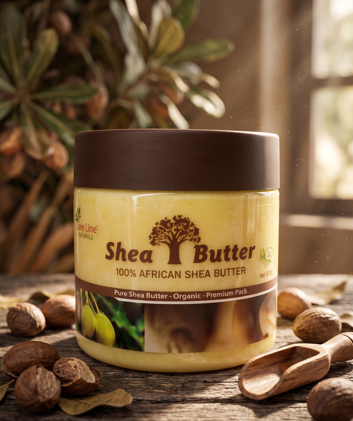 ⁦زبدة الشيا الأفريقية النقية والعضوية 100%من كيرلاين (CareLine 100% African Shea Butter) - 500 جم⁩ - الصورة ⁦3⁩
