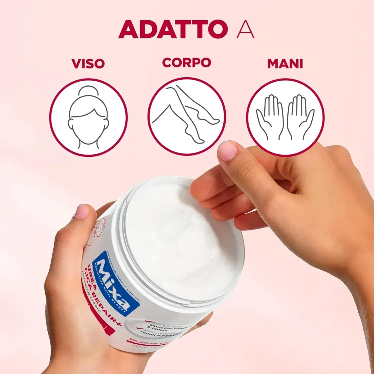 ⁦كريم الجسم يوريا سيكا لتجديد البشرة بتركيز 10% يوريا وأحماض أمينية من ميكسا (Mixa Urea Cica Repair Body Lotion 10% Urea & Amino Acids) - 400 مل⁩ - الصورة ⁦3⁩
