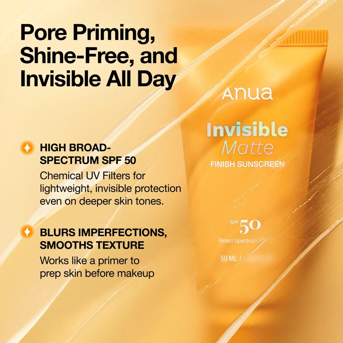 ⁦واقي شمس بلمسة مطفية غير مرئية من انوا (Anua Invisible Matte Finish Sunscreen) - 50 مل⁩ - الصورة ⁦6⁩