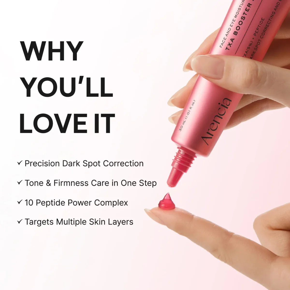 ⁦سيروم مصحح للبقع الداكنة بحمض الترانيكساميك من أرينسيا (Arencia TXA Booster Shot Serum) - 30 مل⁩ - الصورة ⁦4⁩