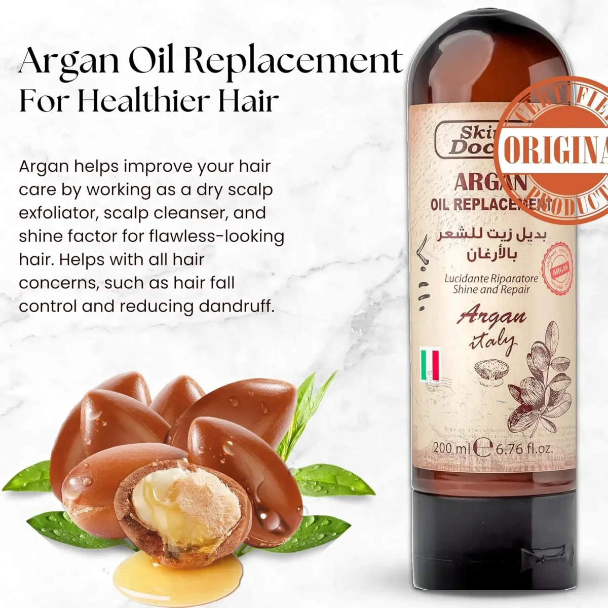⁦كريم بديل الزيت للشعر بخلاصة الأرجان من سكن دكتور (Skin Doctor Argan Oil Hair Replacement) - 200 مل⁩ - الصورة ⁦3⁩
