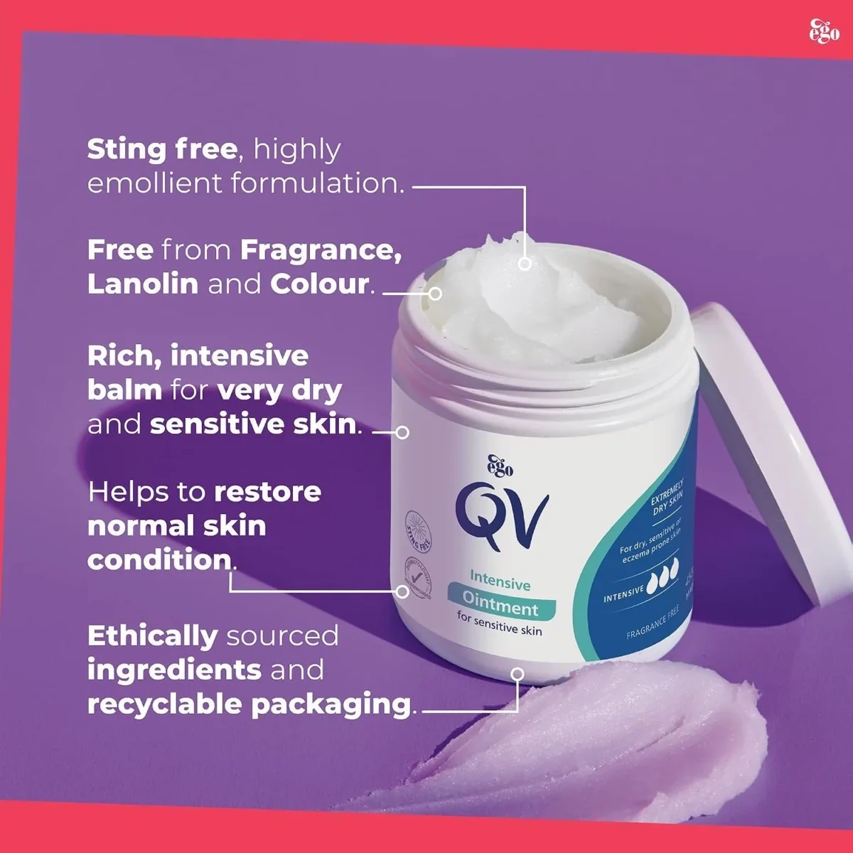 ⁦مرهم كيو في المكثف للبشرة شديدة الجفاف والحساسة (QV Intensive Ointment) - 450 جم⁩ - الصورة ⁦2⁩