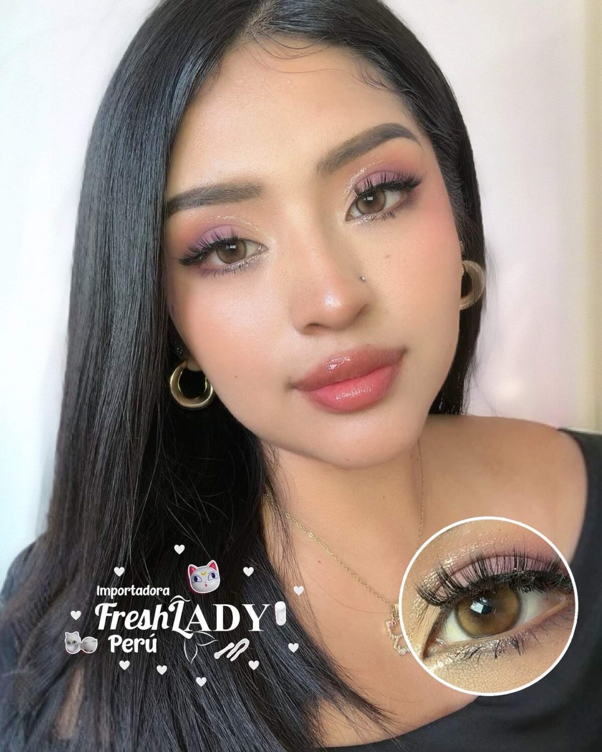 ⁦عدسة فرش ليدي - جليمر براون | Fresh lady Glimmer Brown Contact Lenses⁩ - الصورة ⁦3⁩