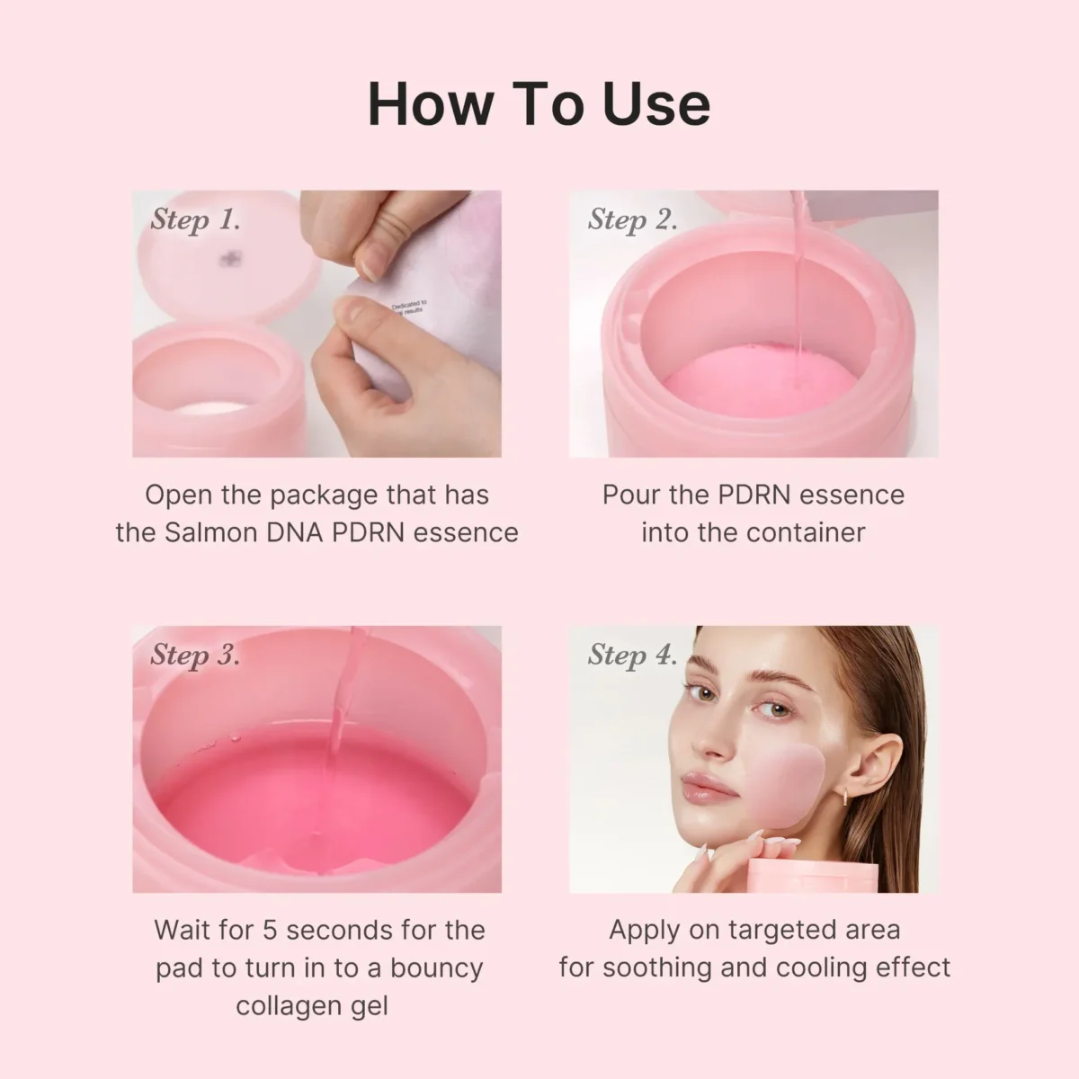⁦وسادات تونر جل الكولاجين الوردي لشد وتفتيح البشرة من ميديكيوب (Medicube PDRN Pink Collagen Toning Gel Toner Pad) - 70 قطعة⁩ - الصورة ⁦3⁩