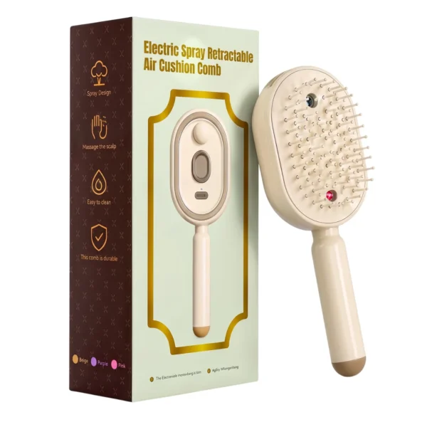 فرشاة مساج وفك التشابك الكهربائية 5 في 1 مع بخاخ مدمج وتنظيف ذاتي (Electric Spray Air Cushion Massage Comb)
