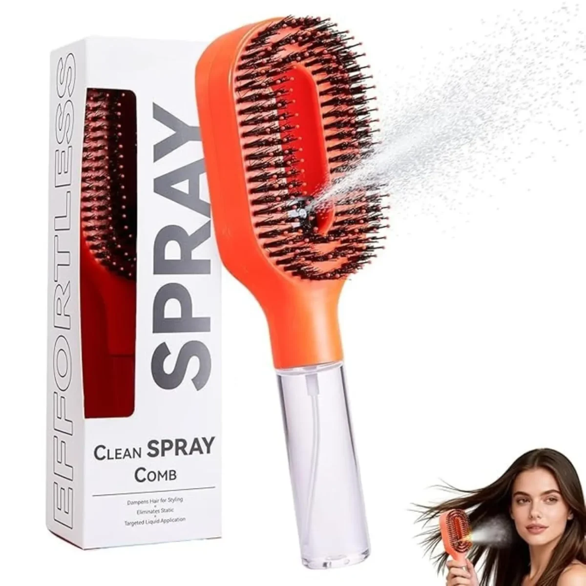 ⁦فرشاة فك التشابك وتصفيف الشعر مع بخاخ مدمج كلين سبراي كومب (Clean Spray Comb Detangling Mist Brush)⁩ - الصورة ⁦10⁩