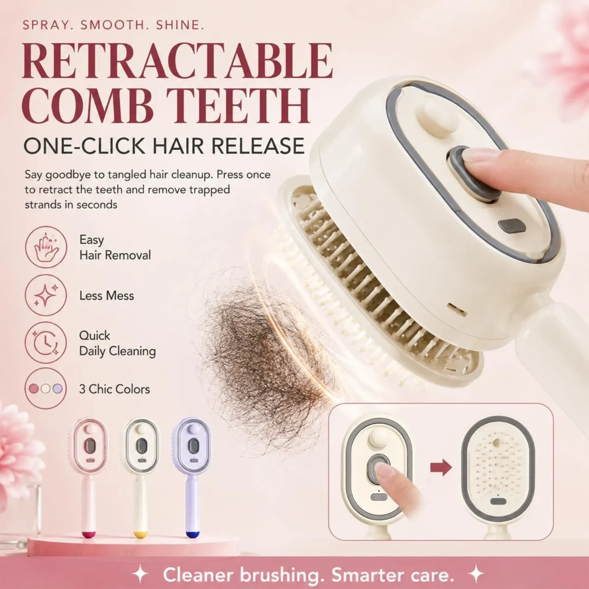⁦فرشاة مساج وفك التشابك الكهربائية 5 في 1 مع بخاخ مدمج وتنظيف ذاتي (Electric Spray Air Cushion Massage Comb)⁩ - الصورة ⁦6⁩