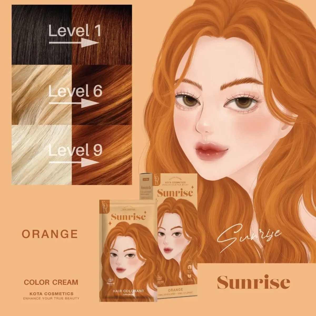 ⁦صبغة الشعر العضوية كوتا كوزمتيكس - برتقالي (Kota Cosmetics Sunrise Orange) - 200 مل⁩ - الصورة ⁦2⁩