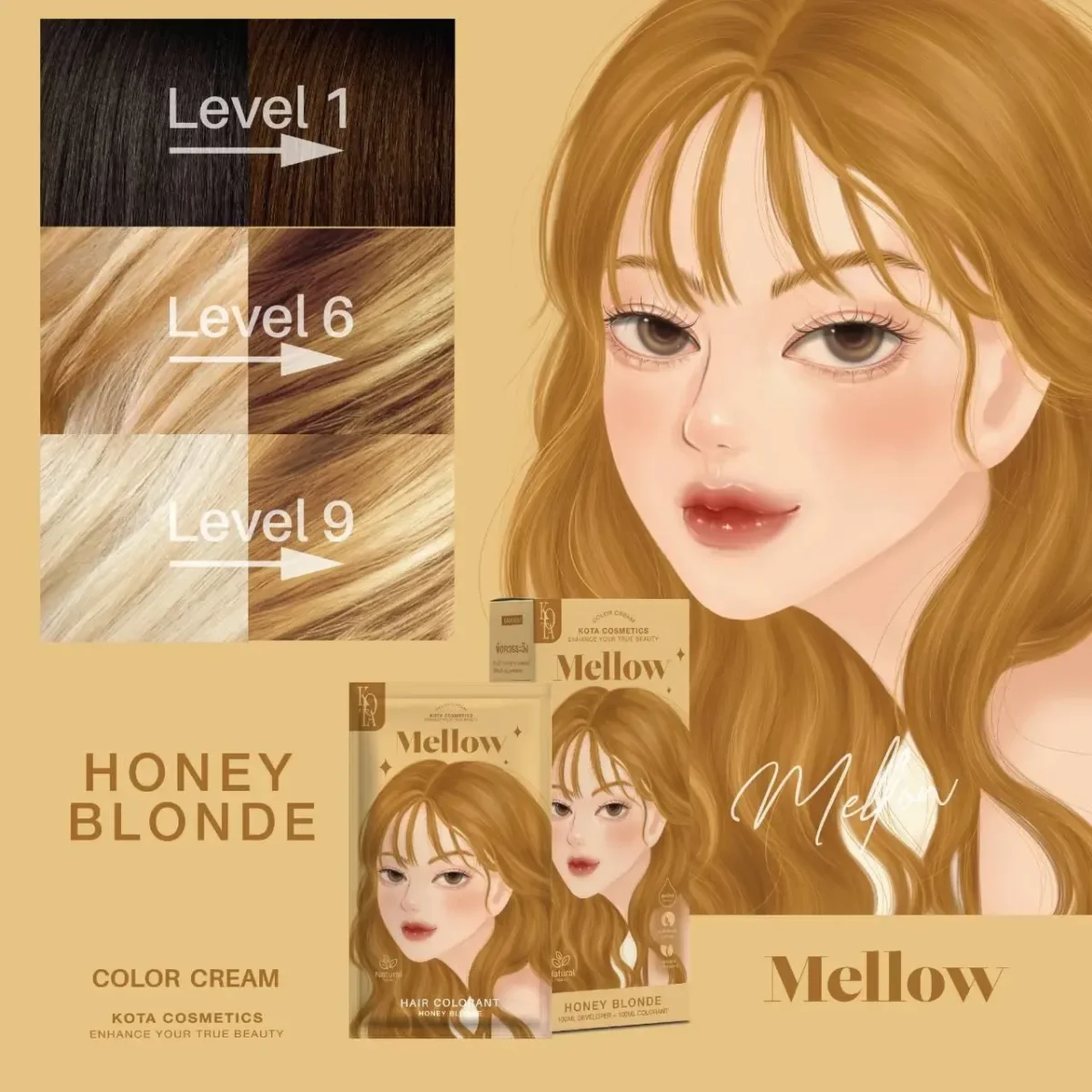 ⁦صبغة الشعر العضوية كوتا كوزمتيكس - أشقر عسلي (Kota Cosmetics Mellow Honey Blonde) - 200 مل⁩ - الصورة ⁦2⁩