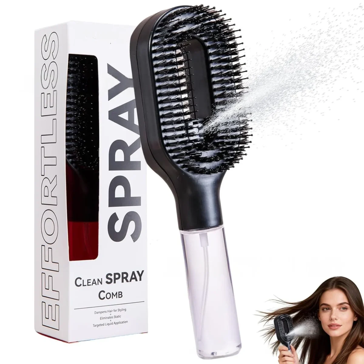 ⁦فرشاة فك التشابك وتصفيف الشعر مع بخاخ مدمج كلين سبراي كومب (Clean Spray Comb Detangling Mist Brush)⁩ - الصورة ⁦7⁩