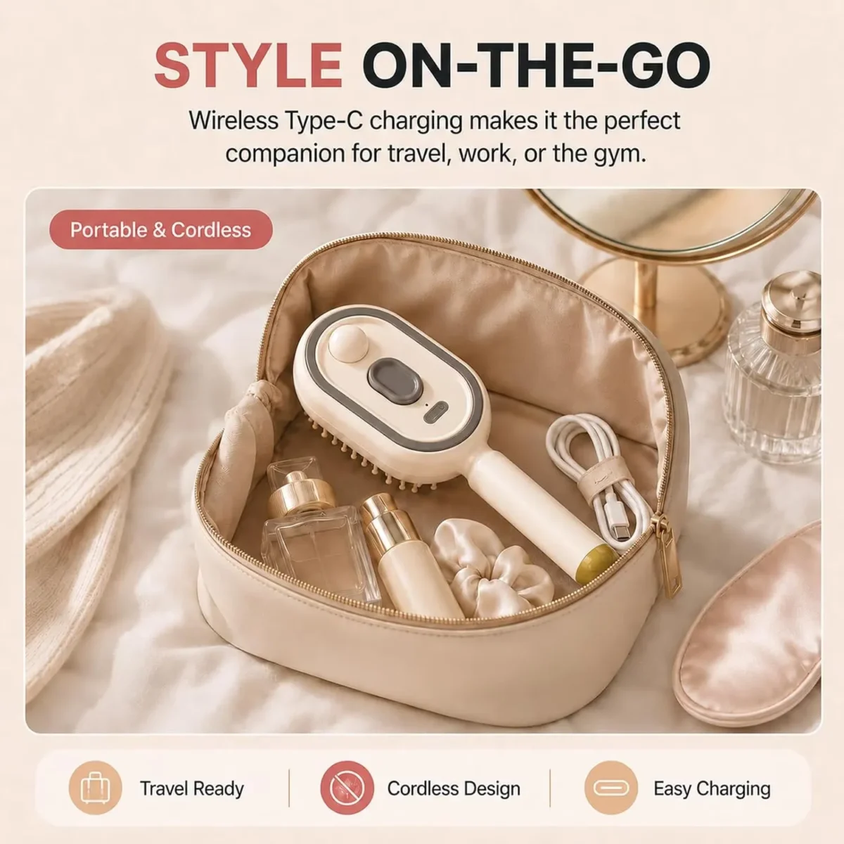 ⁦فرشاة مساج وفك التشابك الكهربائية 5 في 1 مع بخاخ مدمج وتنظيف ذاتي (Electric Spray Air Cushion Massage Comb)⁩ - الصورة ⁦8⁩