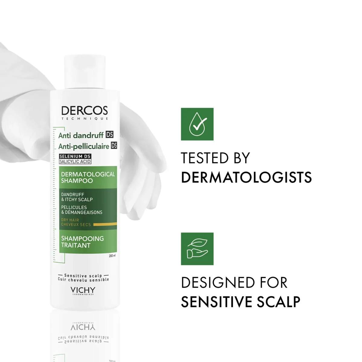 ⁦شامبو فيشي ديركوس المضاد للقشرة للشعر الجاف (Vichy Dercos Anti-Dandruff Shampoo for Dry Hair) - 200 مل⁩ - الصورة ⁦8⁩