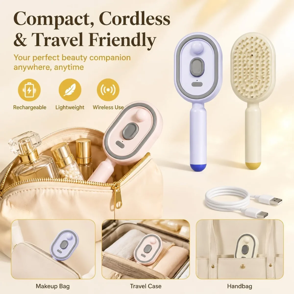 ⁦فرشاة مساج وفك التشابك الكهربائية 5 في 1 مع بخاخ مدمج وتنظيف ذاتي (Electric Spray Air Cushion Massage Comb)⁩ - الصورة ⁦7⁩
