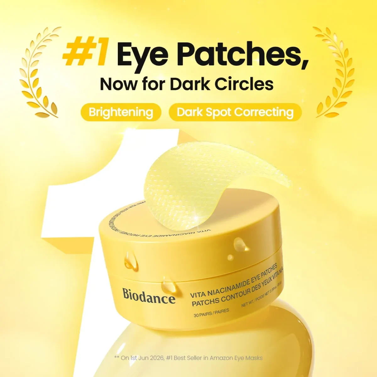⁦لصقات العين فيتا نياسيناميد لتفتيح الهالات من بيودانس (Biodance Vita Niacinamide Eye Patches) - 30 زوج⁩ - الصورة ⁦5⁩