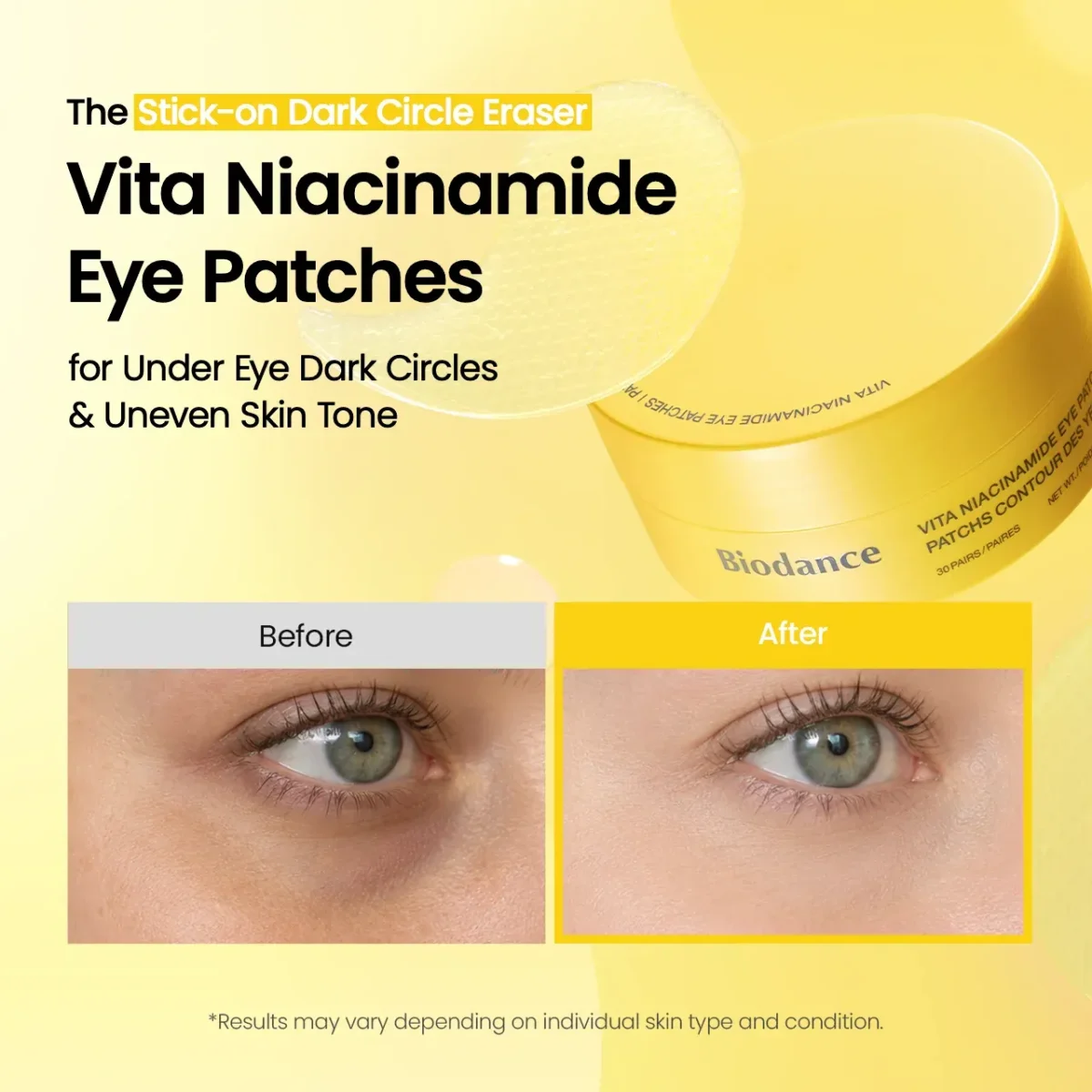 ⁦لصقات العين فيتا نياسيناميد لتفتيح الهالات من بيودانس (Biodance Vita Niacinamide Eye Patches) - 30 زوج⁩ - الصورة ⁦2⁩