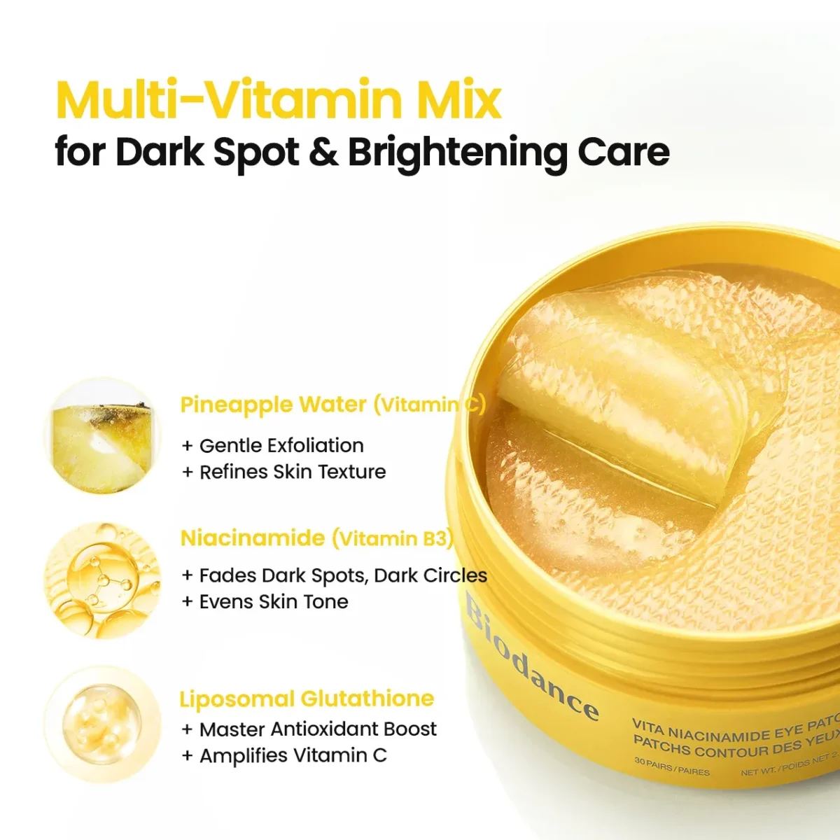 ⁦لصقات العين فيتا نياسيناميد لتفتيح الهالات من بيودانس (Biodance Vita Niacinamide Eye Patches) - 30 زوج⁩ - الصورة ⁦7⁩